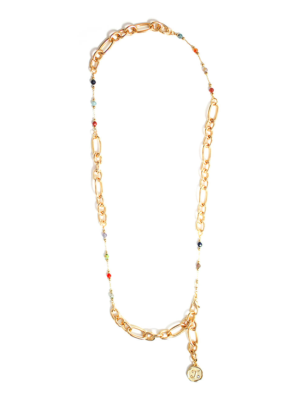 DC004_CHIxSCLT Bold beads chain layered necklace