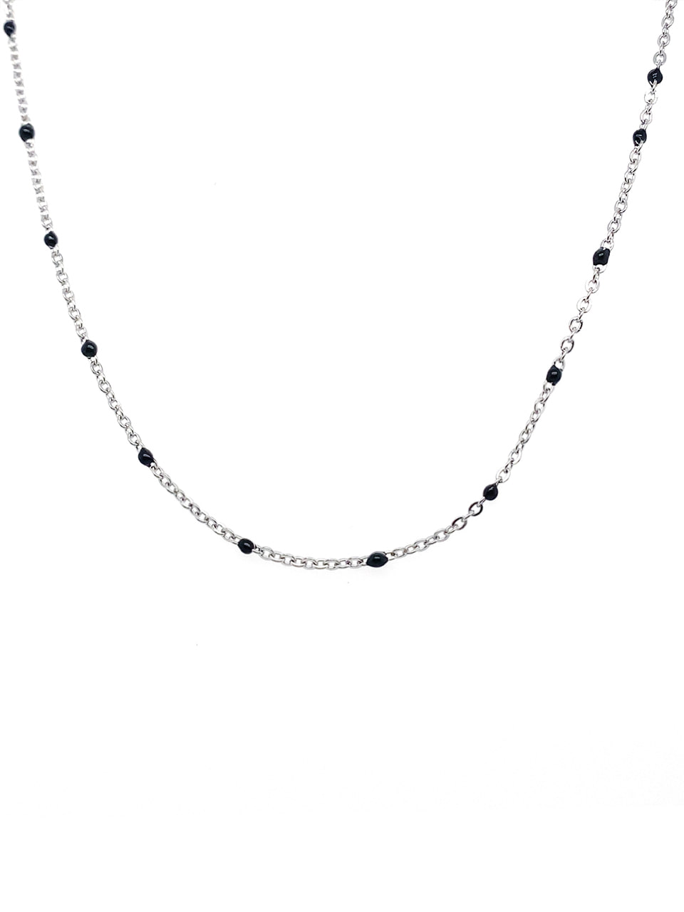 BHS211 LogoPoint Black Beads Chain Necklace