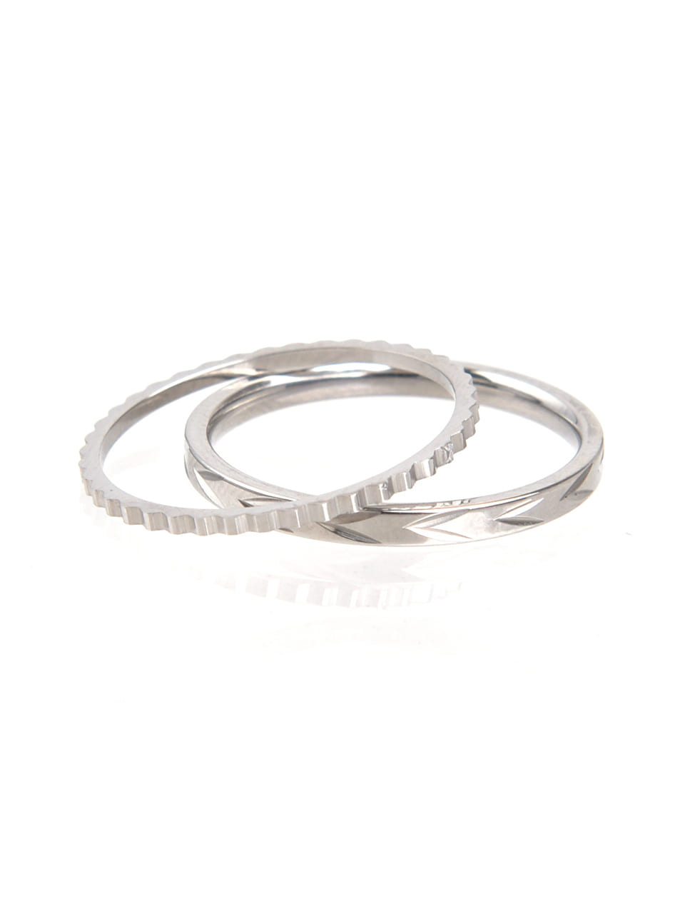 BAT407 [2SET][surgical steel]Comb-patterned cutting layered Ring