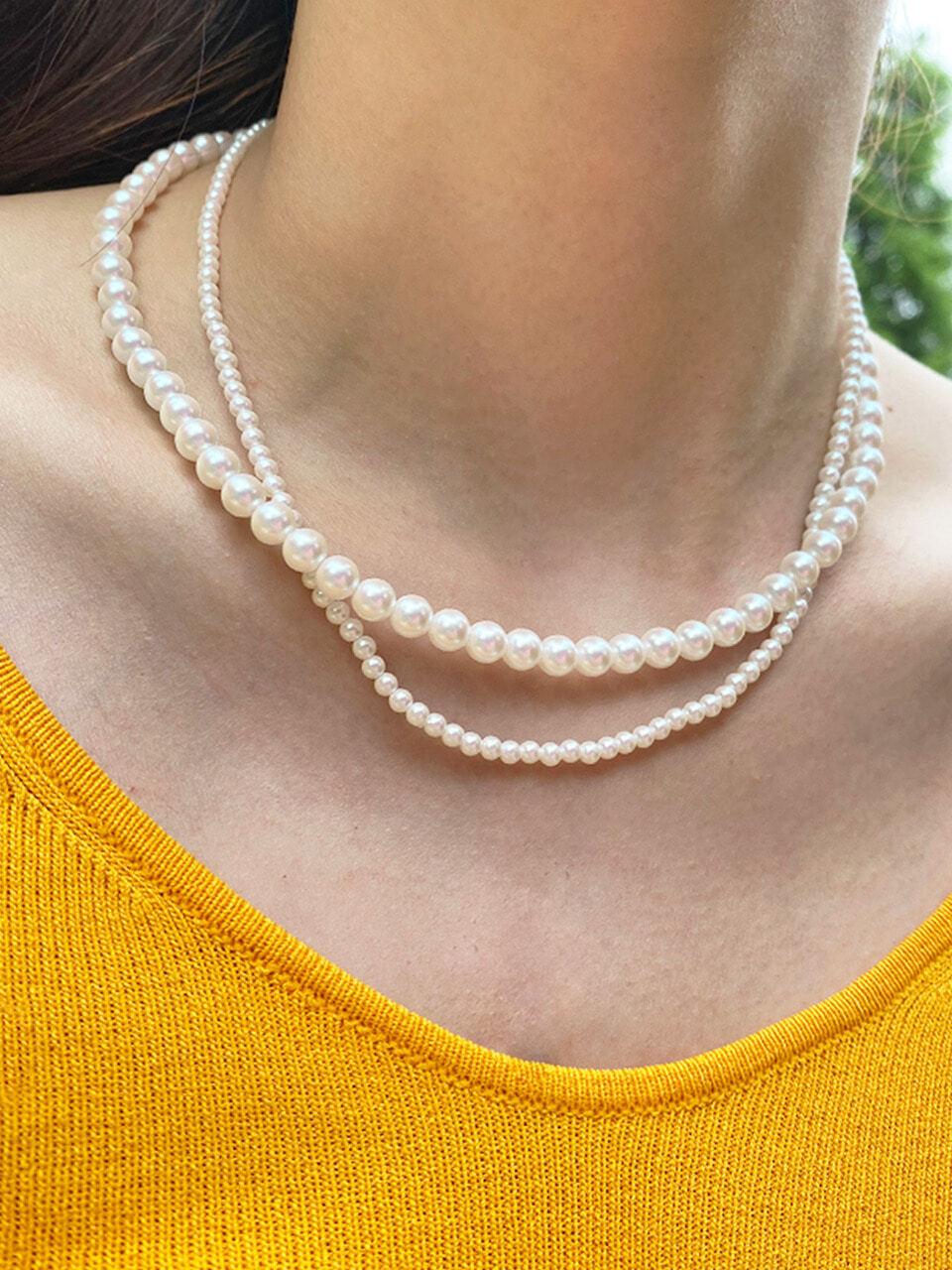 DV023 Double layered pearl necklace