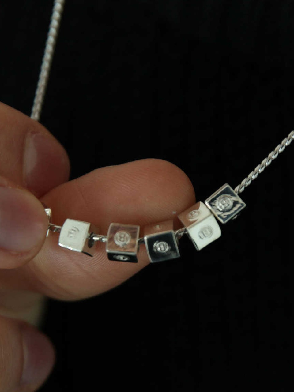 SCB010 Silver cube necklace