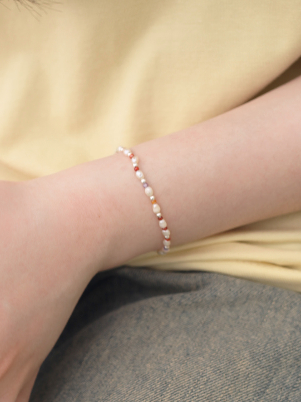 [피원하모니 지웅 착용][silver925] DS13 Colorful pearl beads bracelet