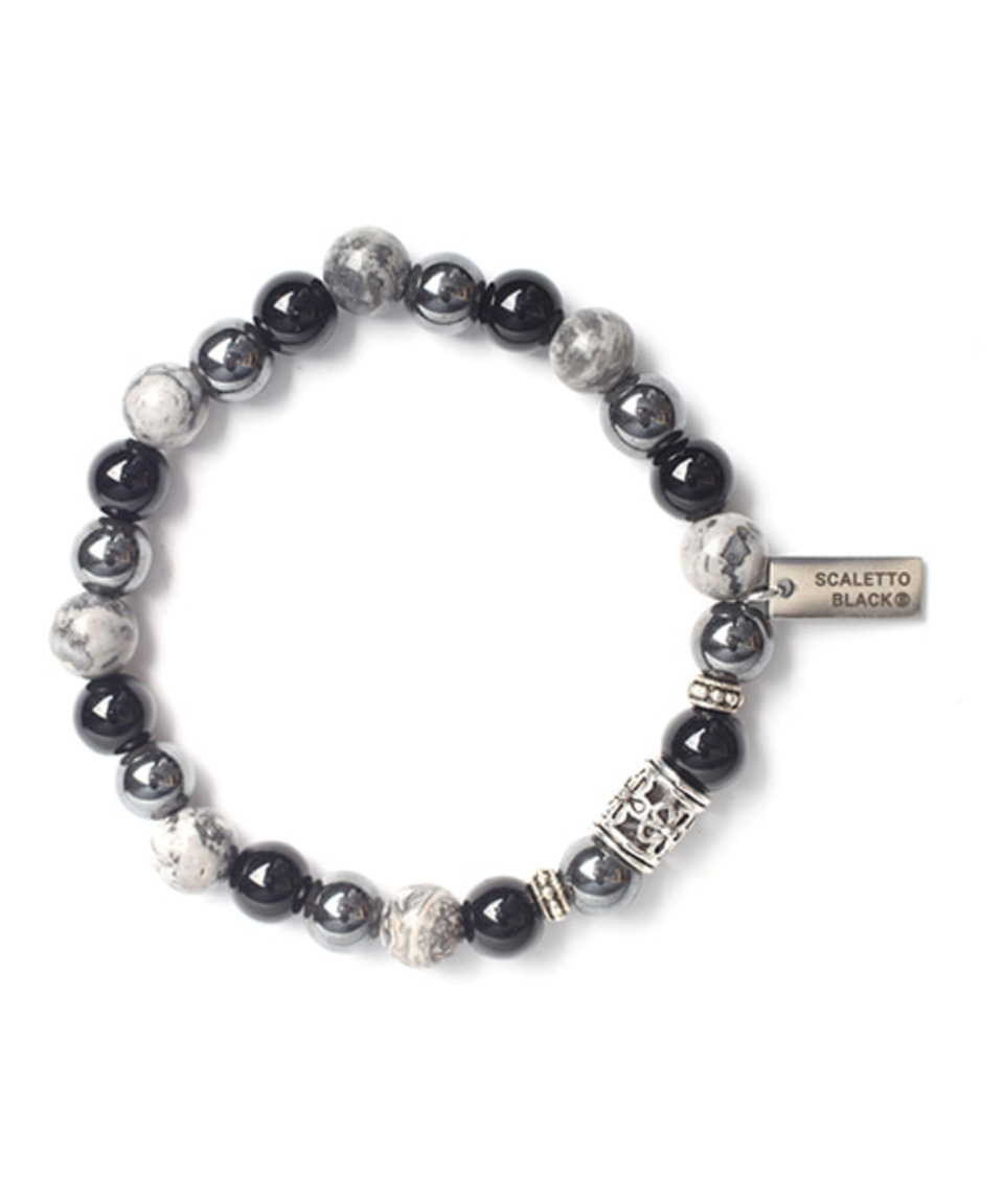 [릴보이 착용][써지컬스틸] SCB099 Black and grey gemstone bracelet