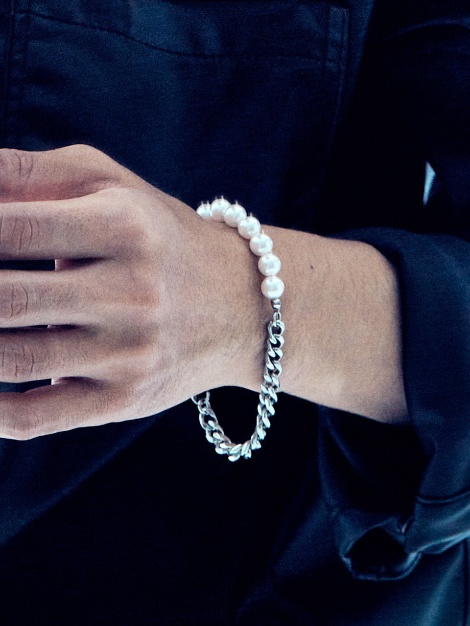 [써지컬스틸] JB010 Half pearl bracelet