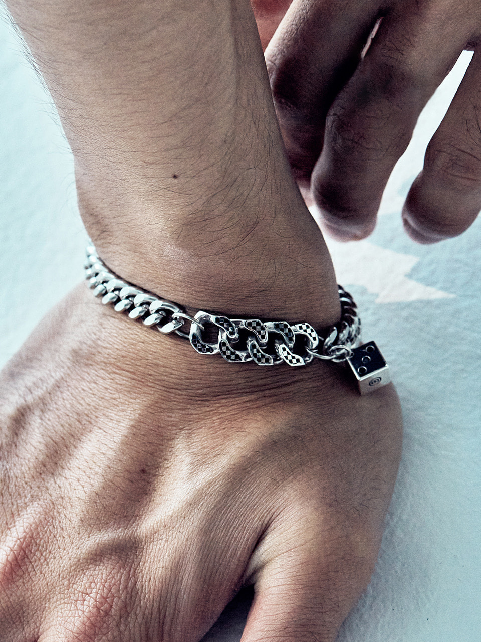 [Silver925] JB017 Checkerboard chain dice bracelet