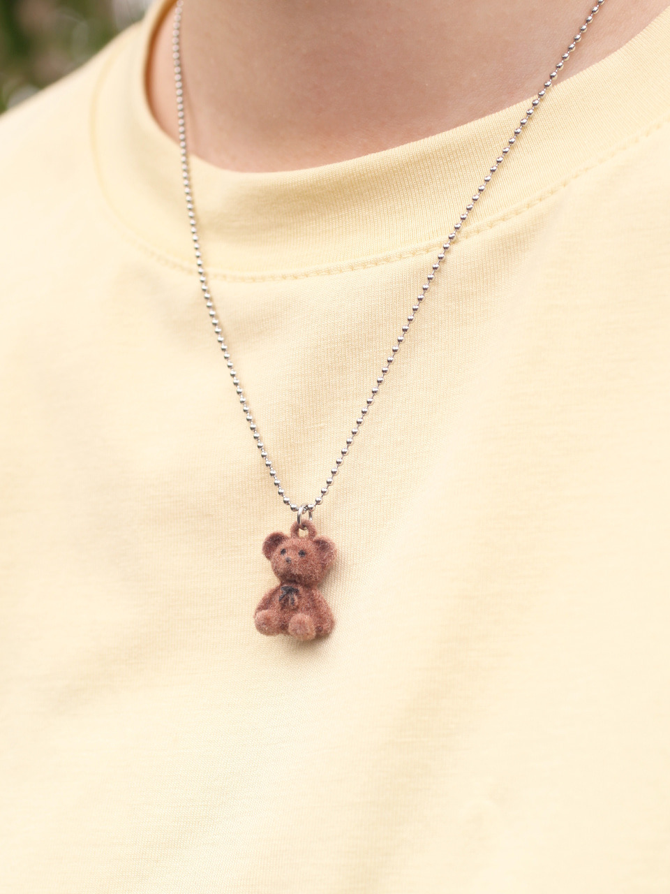 [홀리뱅 헤르츠 착용][써지컬스틸] DS21 Brown bear necklace