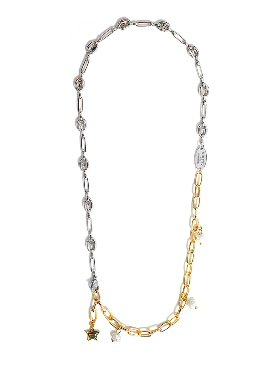DC025_CHIxSCLT Gold Silver triple point necklace