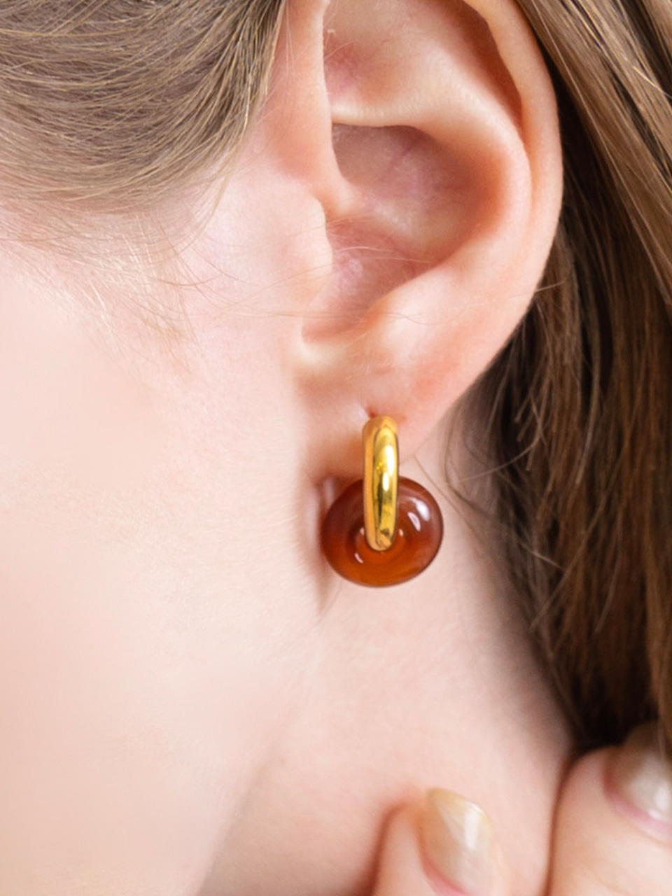 [써지컬스틸] DC002_CHIxSCLT Gemstone one touch Earrings