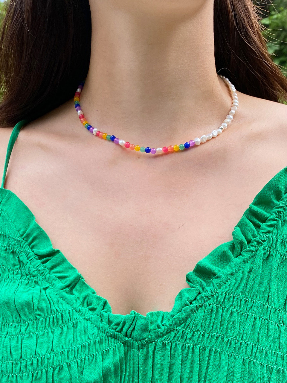 DV017 Rainbow pearl layered necklace