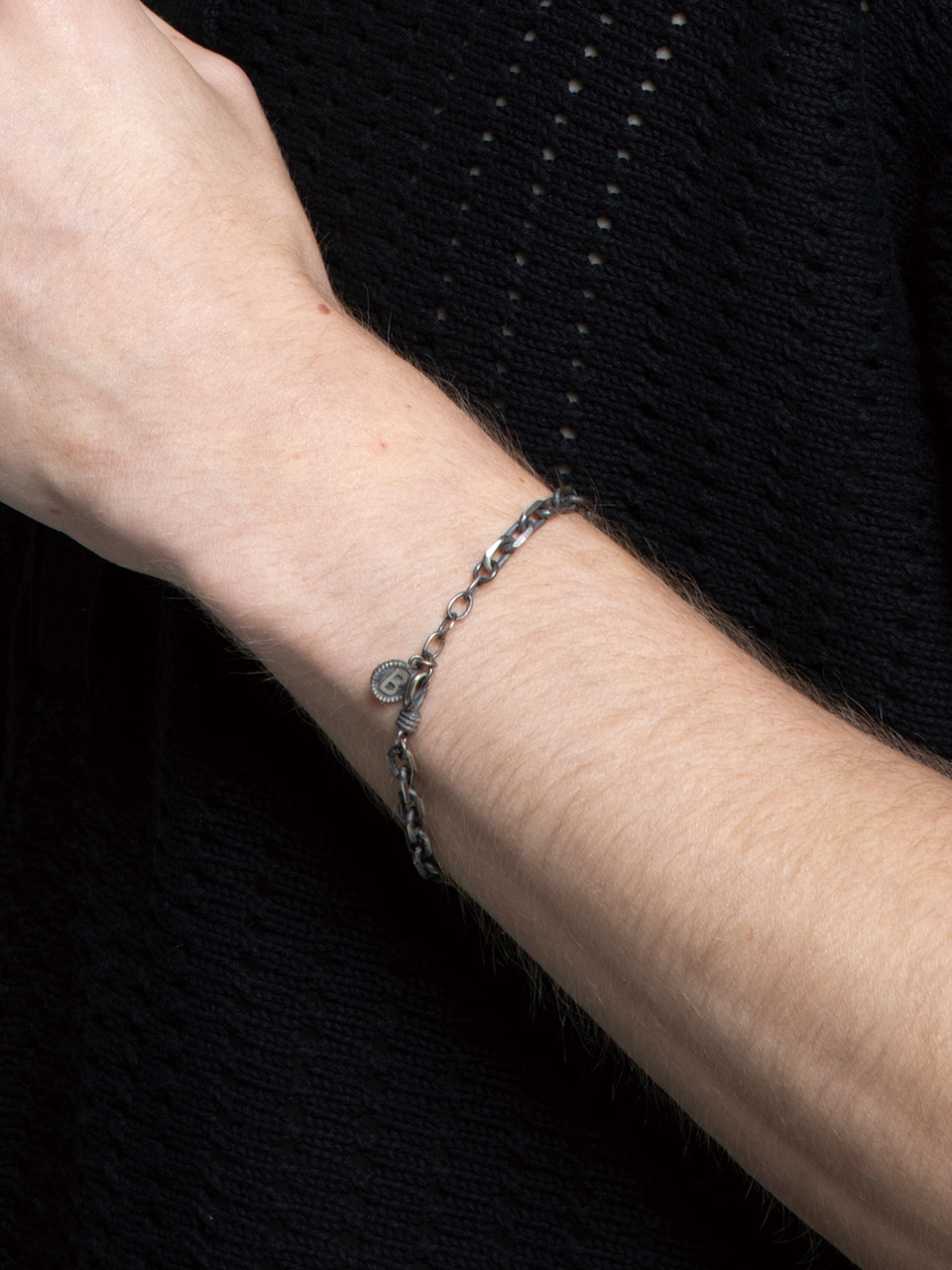 BA015 [Silver925] Angled chain bracelet