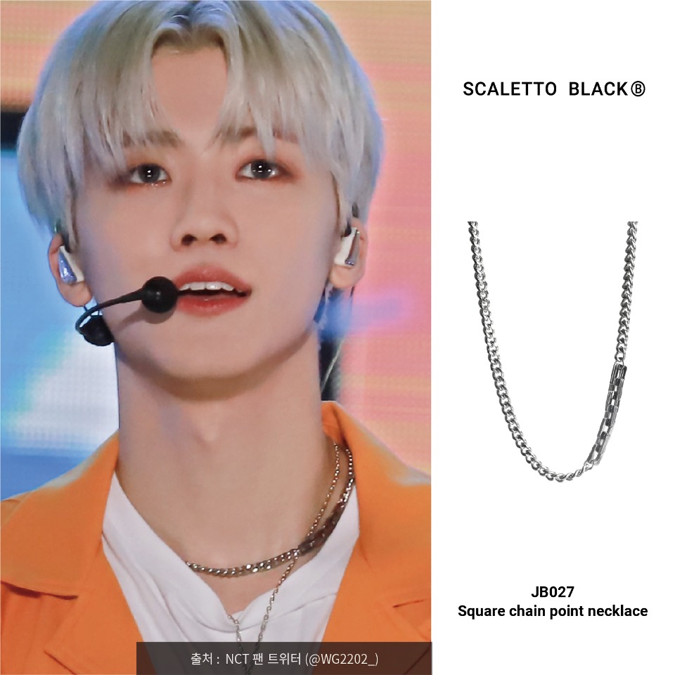 [재민 착용] JB027 Square chain point necklace