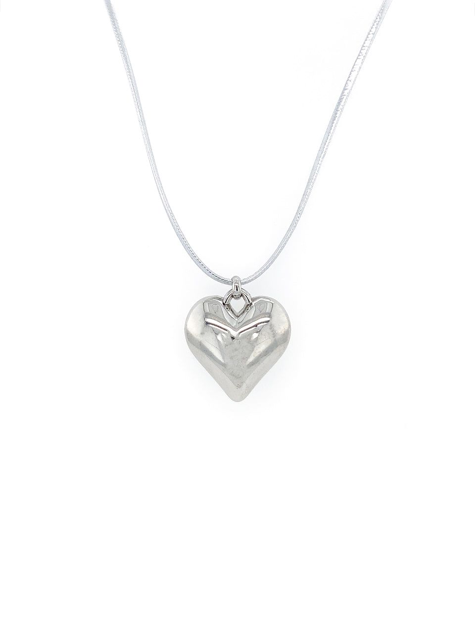 BHS206 Chubby heart silver strap Necklace
