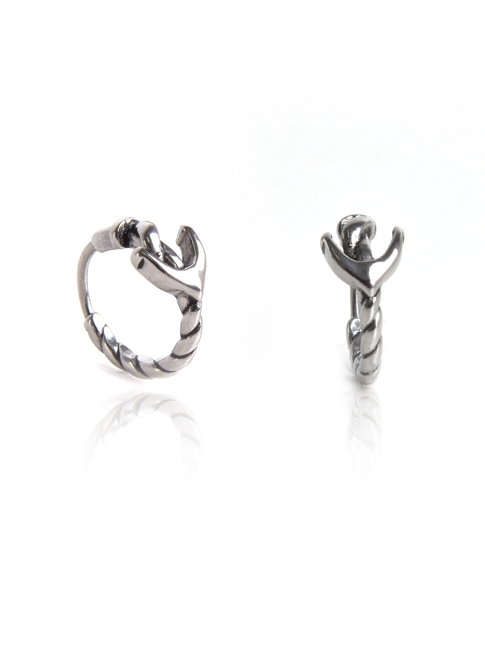 BAT101 [surgical steel]Vintage rope anchor One-touch Earrings