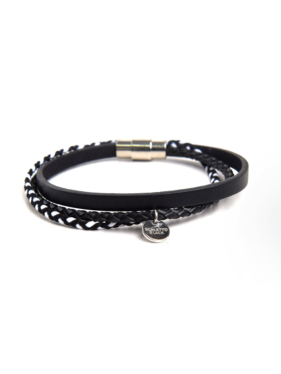 BAT306 [surgical steel]Layered rope leather Bracelet