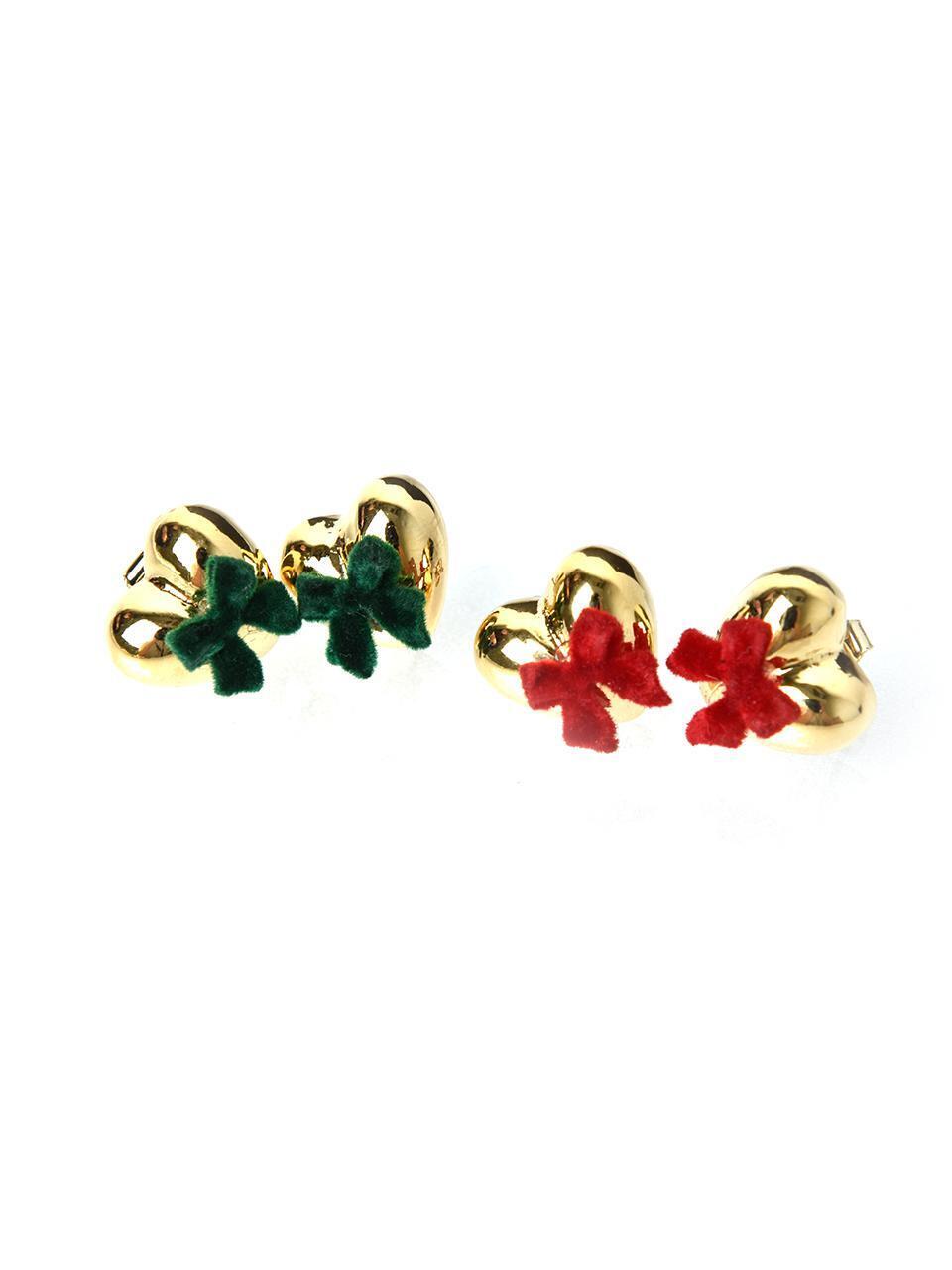 SDJ101 Mini Ribbon Gold heart Earrings