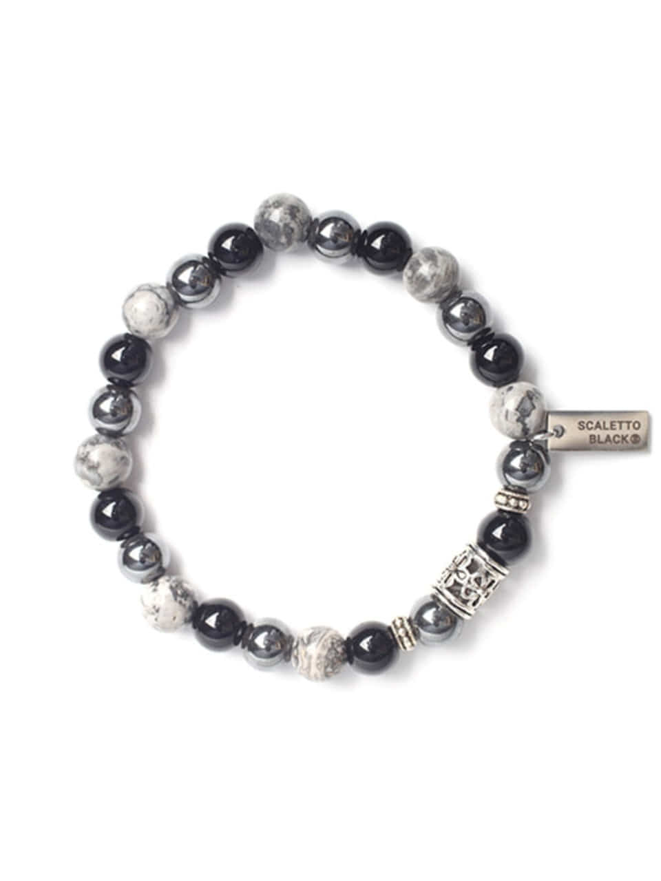 [릴보이 착용][써지컬스틸] SCB099 Black and grey gemstone bracelet