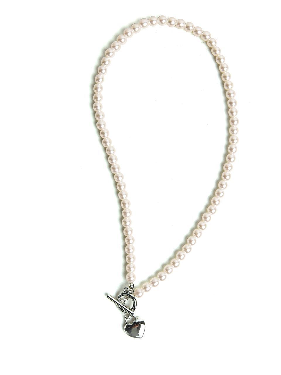 WIL205 Heart Toggle Pearl Necklace