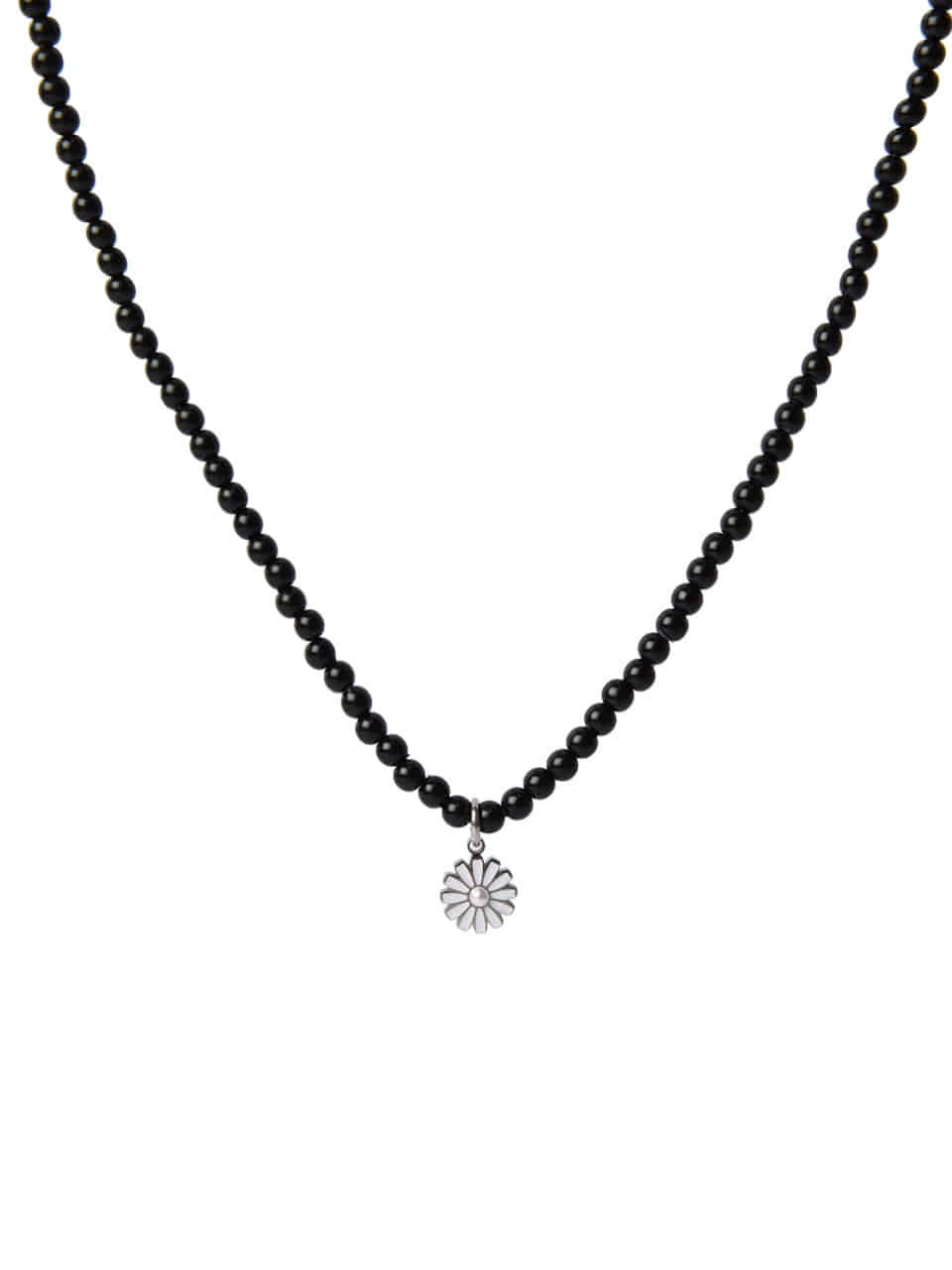 BHS202 Pearl Daisy Black Beads Choker Necklace
