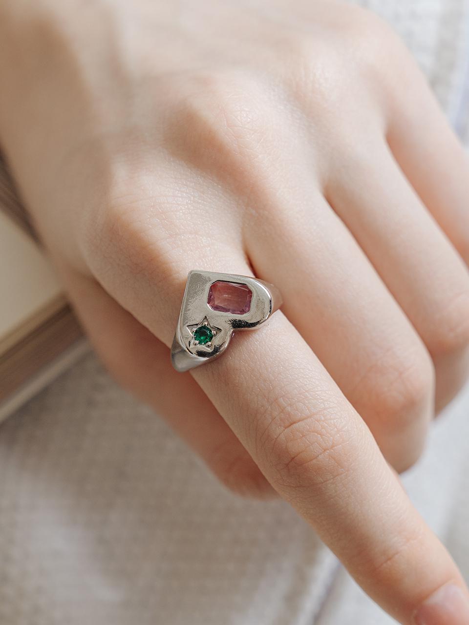 WIL404 Heart Color Cubic Ring