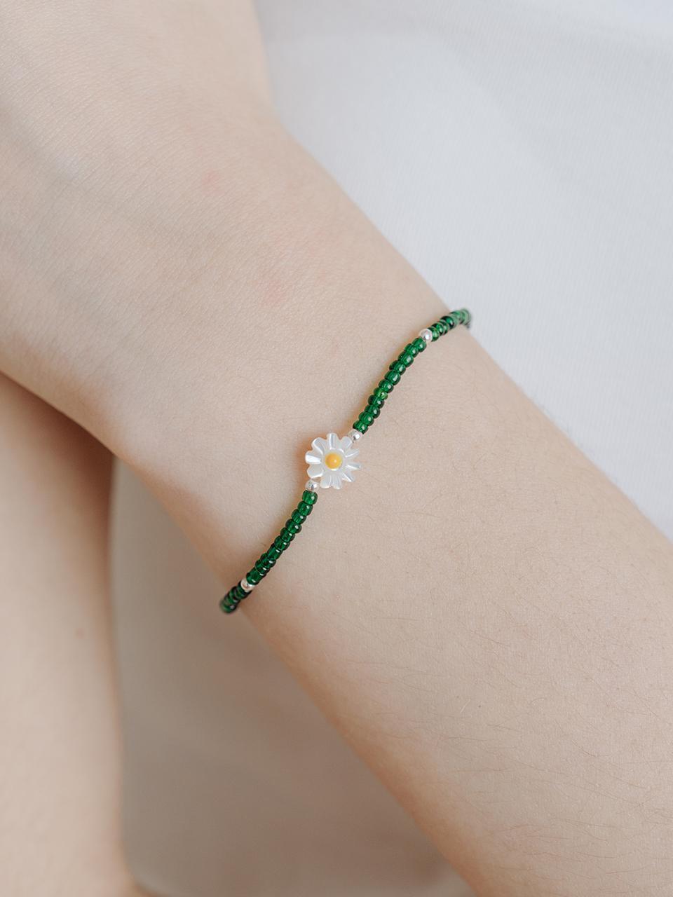 [Silver925] WIL304 Daisy Green Beads Bracelets