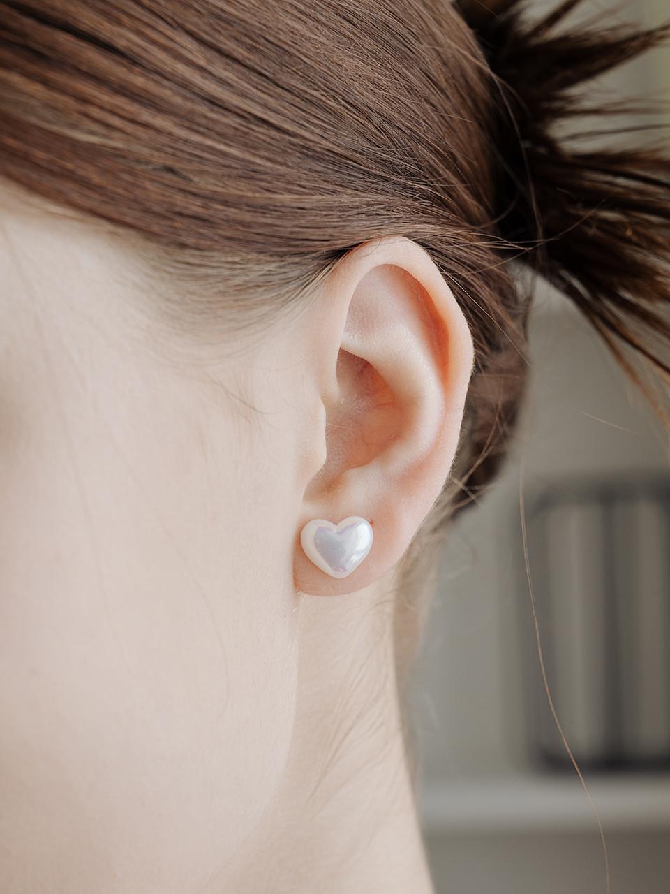 [Silver925] WIL108 Pearl Heart Earring