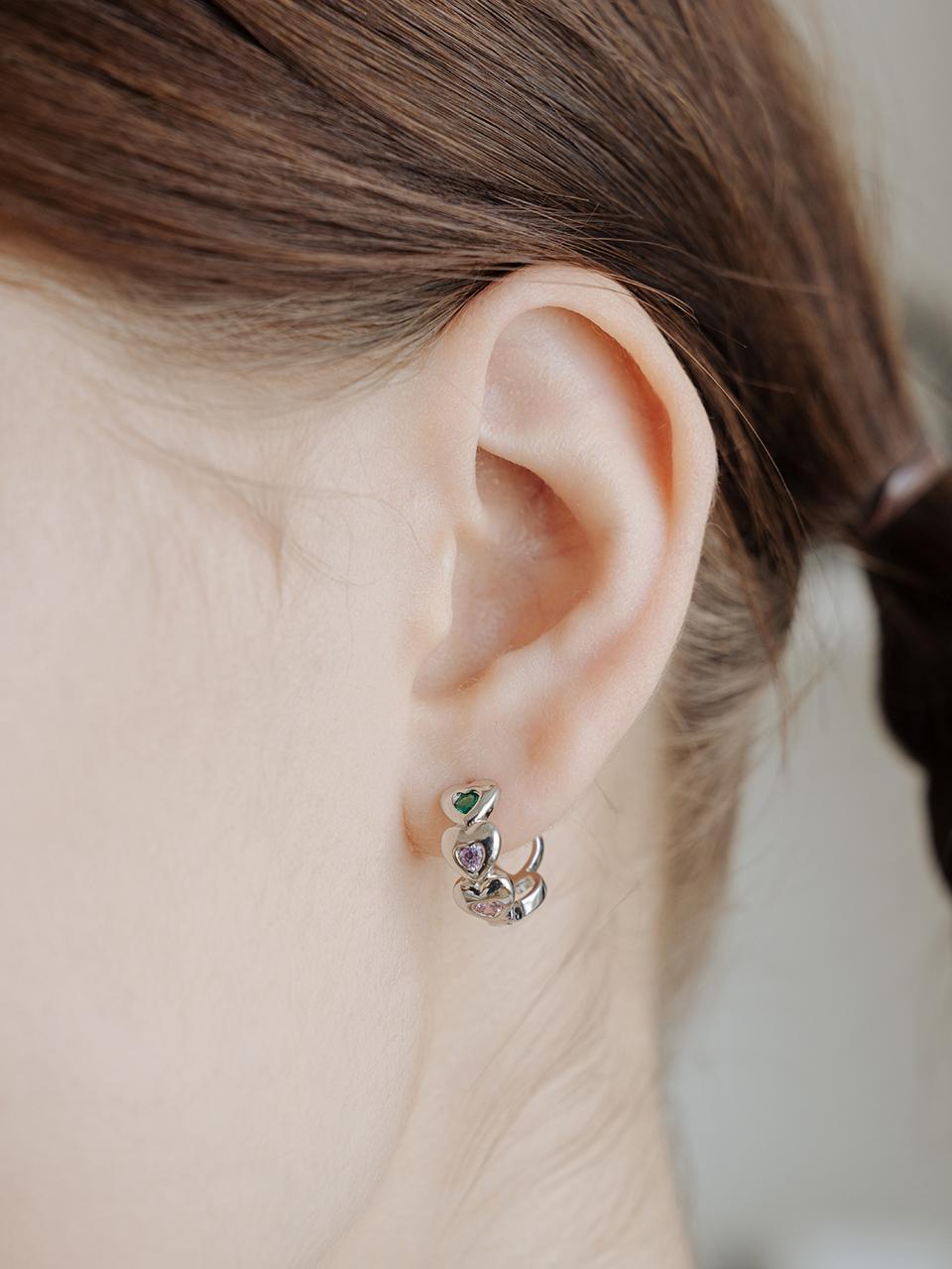 WIL111 Heart Color Cubic Earring