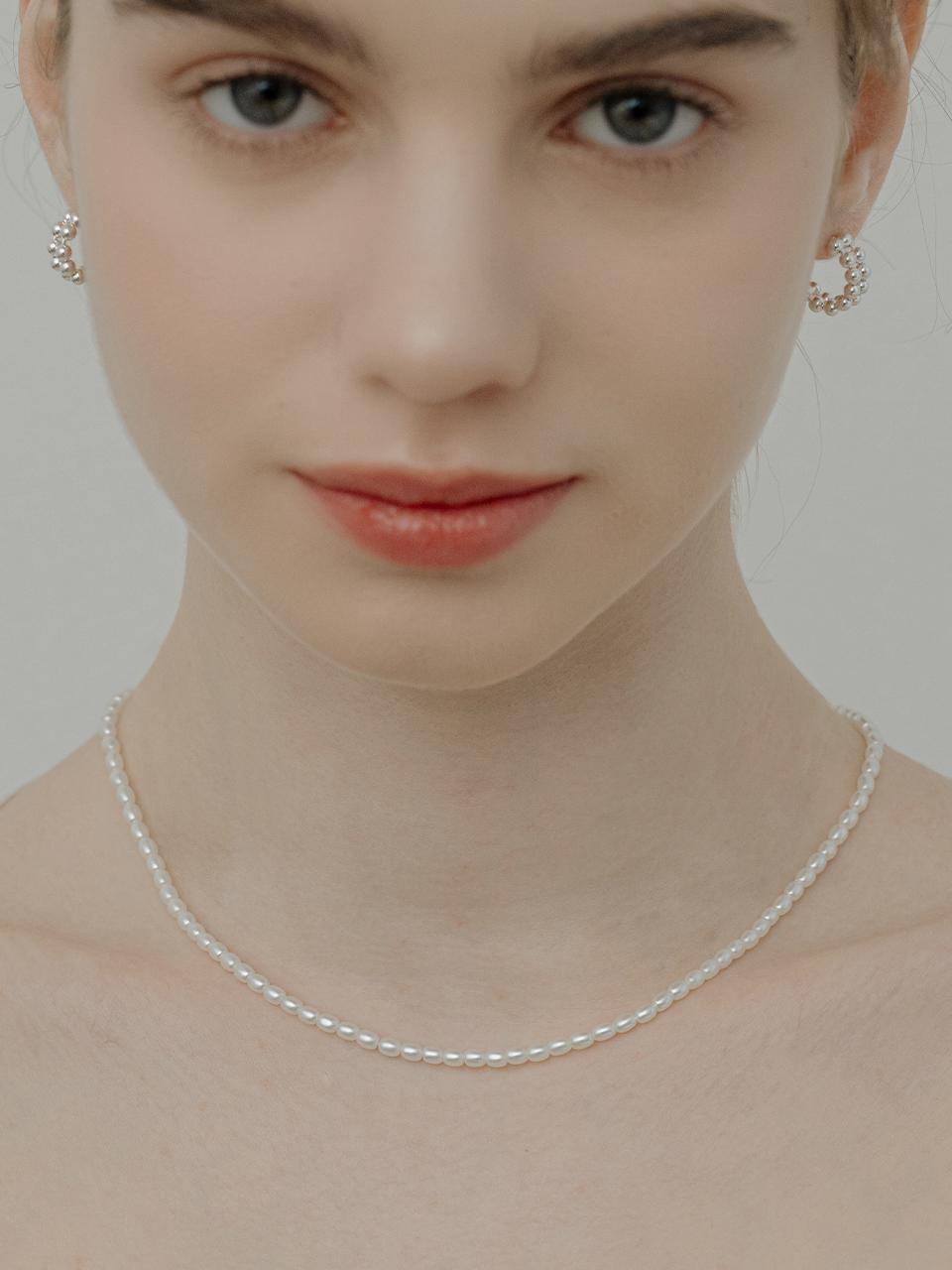 [Silver925] WE015 Rice pearl necklace